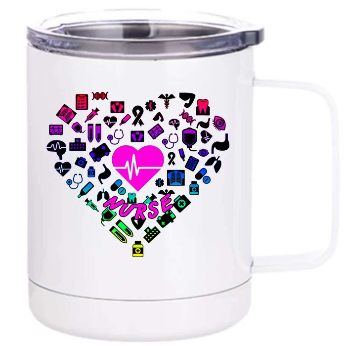 Love Nursing Rainbow Heart Collage Front & Back 12oz Stainless Steel Tumbler Cup