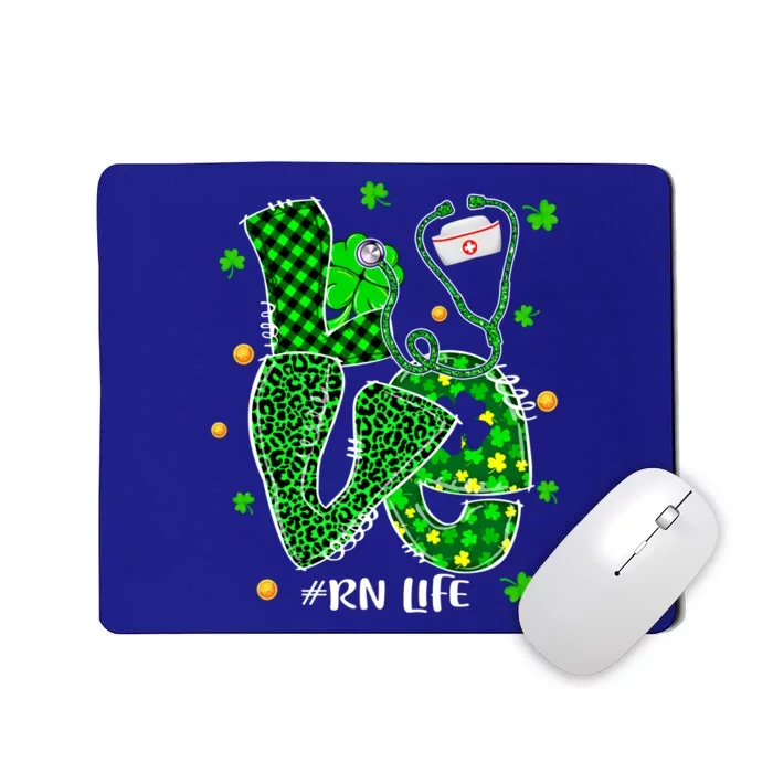 Love Nursing Rn Life Patricks Day Nurse Stethoscope Shamrock Meaningful Gift Mousepad