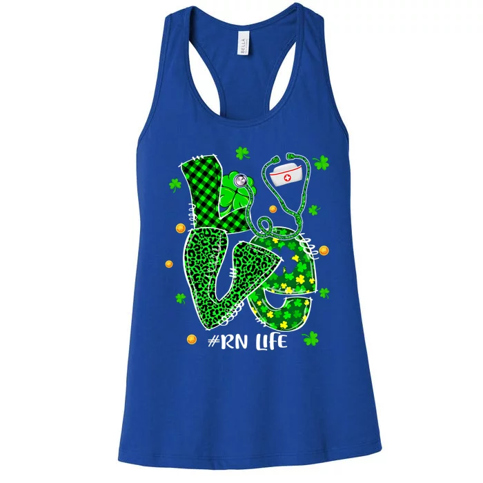 Love Nursing Rn Life Patricks Day Nurse Stethoscope Shamrock Meaningful Gift Women's Racerback Tank