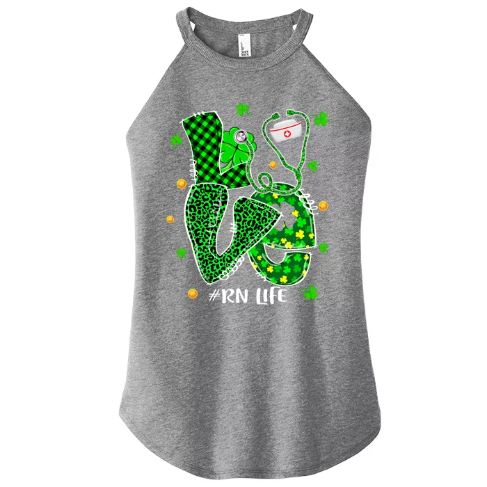 Love Nursing Rn Life Patricks Day Nurse Stethoscope Shamrock Meaningful Gift Women’s Perfect Tri Rocker Tank