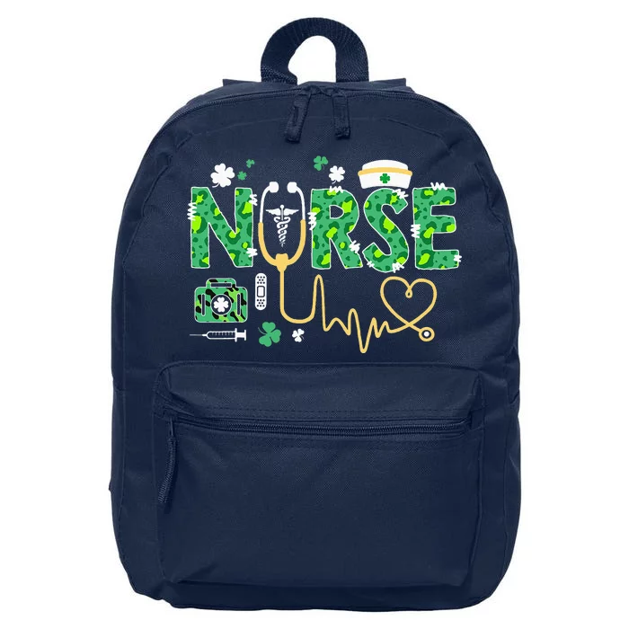 Leopard Nurse Stethoscope Scrub St Patricks Day Irish Nurses 16 in Basic Backpack