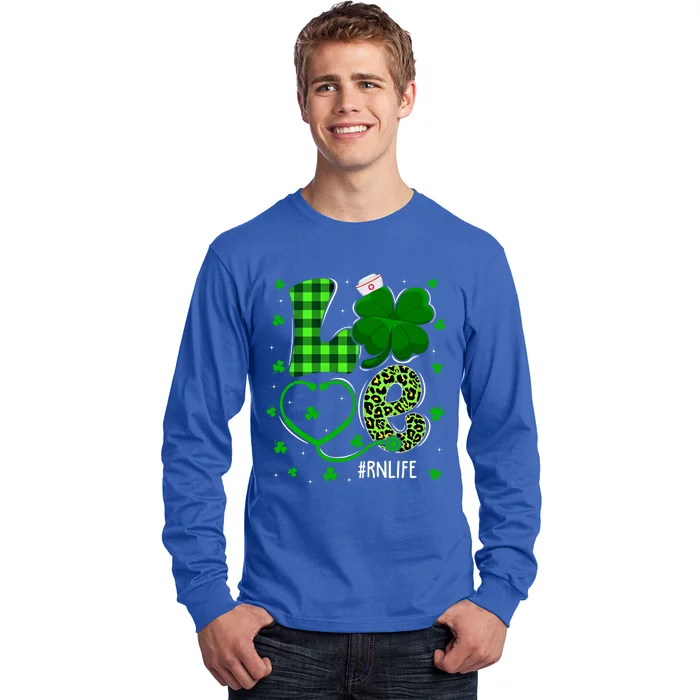 Love Nurse Stethoscope Nursing Rn Life Patricks Day Shamrock Gift Long Sleeve Shirt