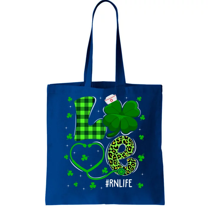 Love Nurse Stethoscope Nursing Rn Life Patricks Day Shamrock Gift Tote Bag