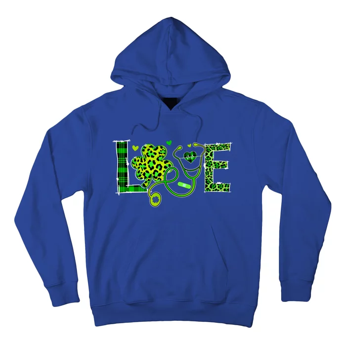 Love Nurse Stethoscope Patricks Day Shamrock Leopard Nursing Great Gift Hoodie