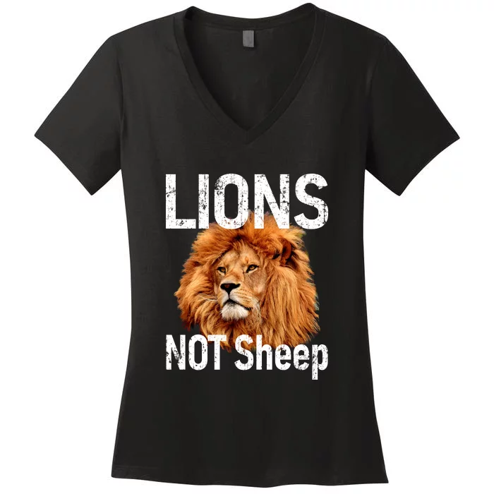 LIONS Not SHEEP, Antiliberal Women's V-Neck T-Shirt