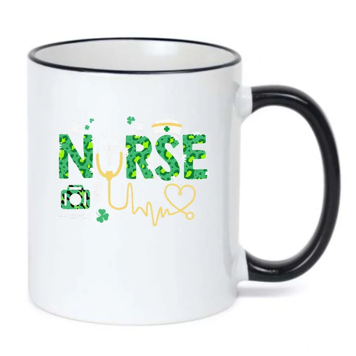 Leopard Nurse Stethoscope Scrub St Patricks Day Irish Nurses Black Color Changing Mug