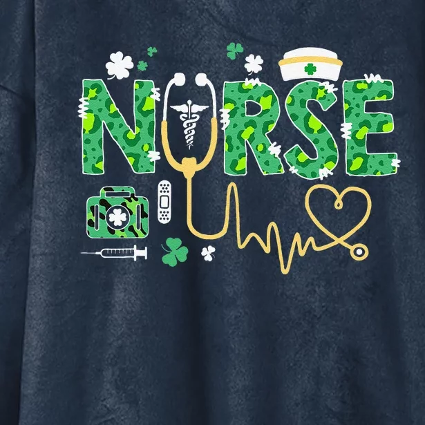 Leopard Nurse Stethoscope Scrub St Patricks Day Irish Nurses Hooded Wearable Blanket