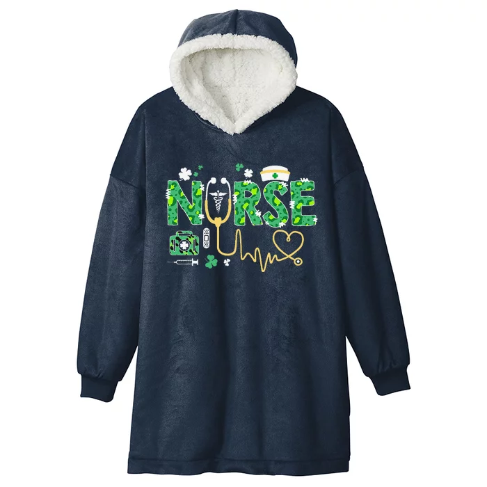 Leopard Nurse Stethoscope Scrub St Patricks Day Irish Nurses Hooded Wearable Blanket