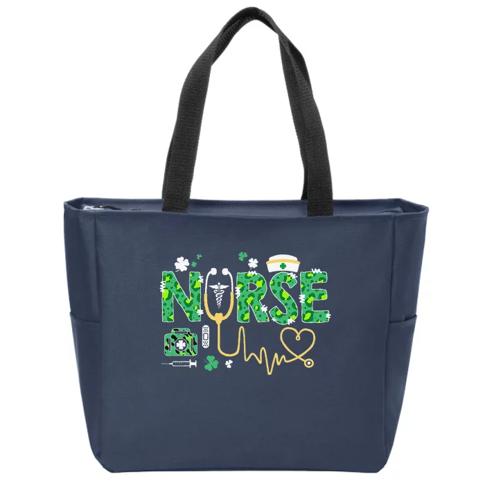 Leopard Nurse Stethoscope Scrub St Patricks Day Irish Nurses Zip Tote Bag