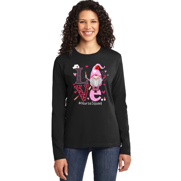 Love Nurse Squad Cute Happy ValentineS Day Gnome Lover Ladies Long Sleeve Shirt