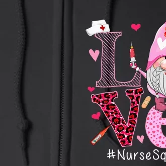 Love Nurse Squad Cute Happy ValentineS Day Gnome Lover Full Zip Hoodie