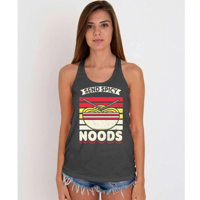 Love Noods Send Noodles Joke Ra Fan Women's Knotted Racerback Tank