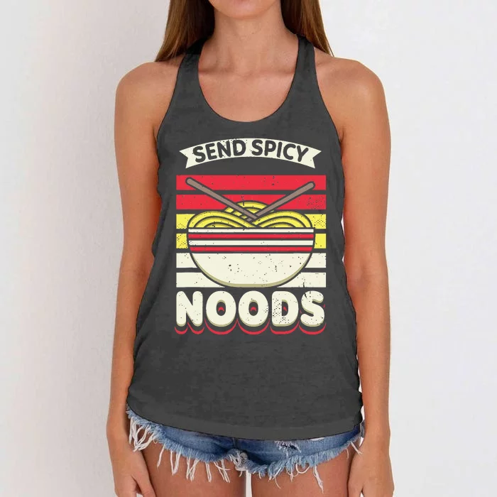 Love Noods Send Noodles Joke Ra Fan Women's Knotted Racerback Tank