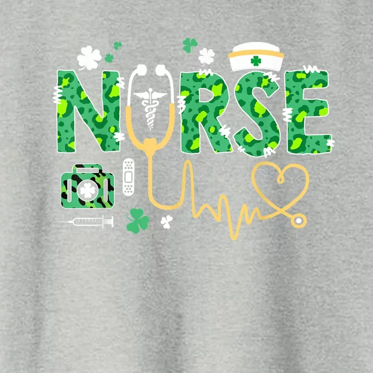 Leopard Nurse Stethoscope Scrub St Patricks Day Irish Nurses Women's Crop Top Tee