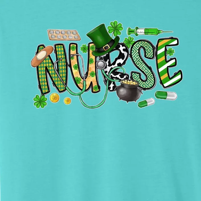 Leopard Nurse Stethoscope Scrub St Patricks Day Nurses Funny Gift ChromaSoft Performance T-Shirt