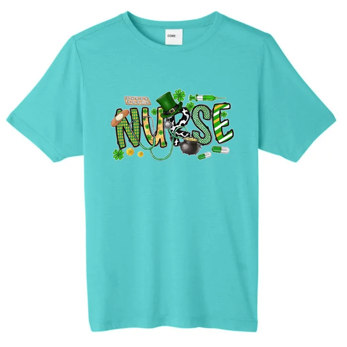 Leopard Nurse Stethoscope Scrub St Patricks Day Nurses Funny Gift ChromaSoft Performance T-Shirt