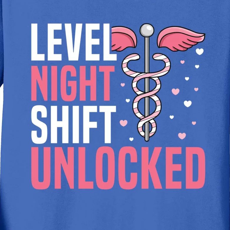 Level Night Shift Unlocked Design Night Shift Nurse Great Gift Kids Long Sleeve Shirt