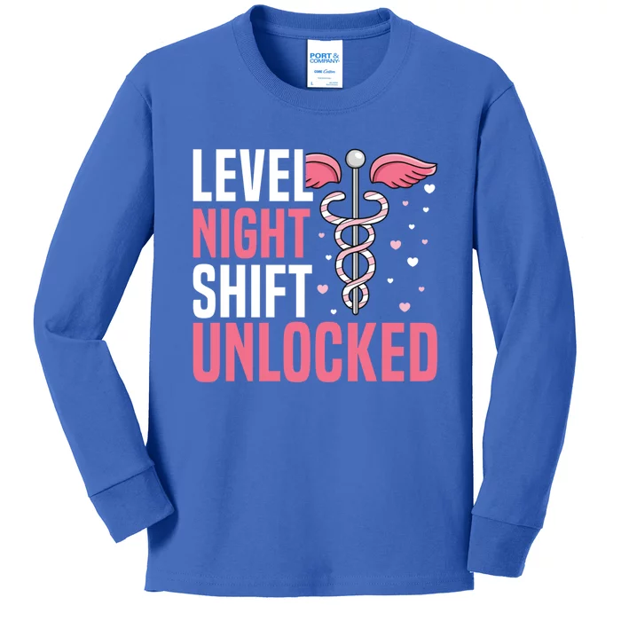 Level Night Shift Unlocked Design Night Shift Nurse Great Gift Kids Long Sleeve Shirt