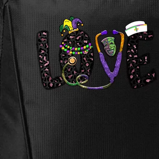 Love Nurse Stethoscope Leopard Fat Tuesday For Mardi Gras Gift City Backpack