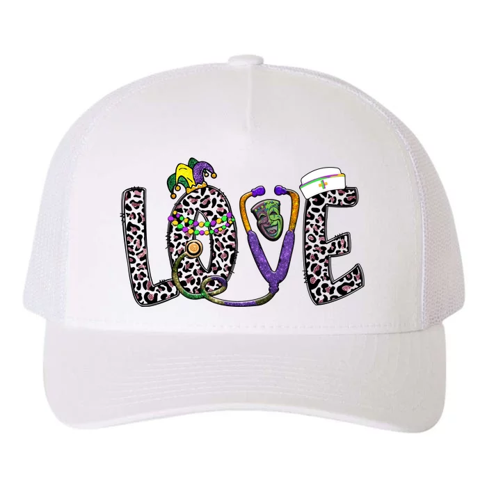 Love Nurse Stethoscope Leopard Fat Tuesday For Mardi Gras Gift Yupoong Adult 5-Panel Trucker Hat