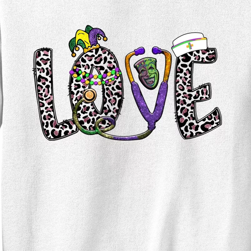 Love Nurse Stethoscope Leopard Fat Tuesday For Mardi Gras Gift Sweatshirt