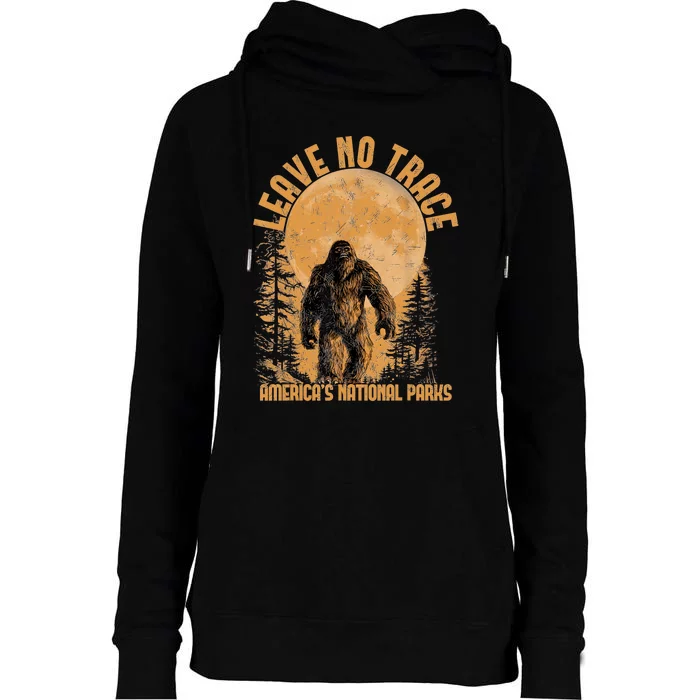 Leave No Trace America National Parks Funny Big Foot Womens Funnel Neck Pullover Hood