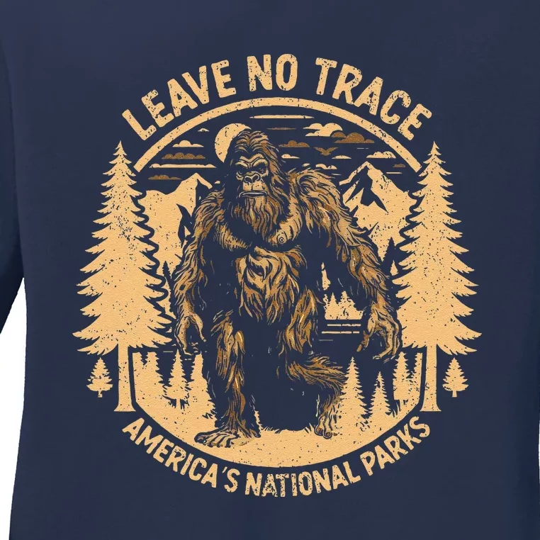 Leave No Trace Big Foot America National Parks Ladies Long Sleeve Shirt