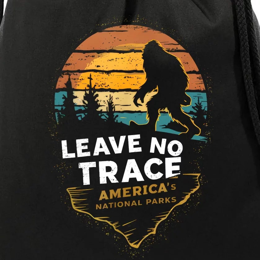 Leave No Trace America National Parks Funny Bigfoot Drawstring Bag