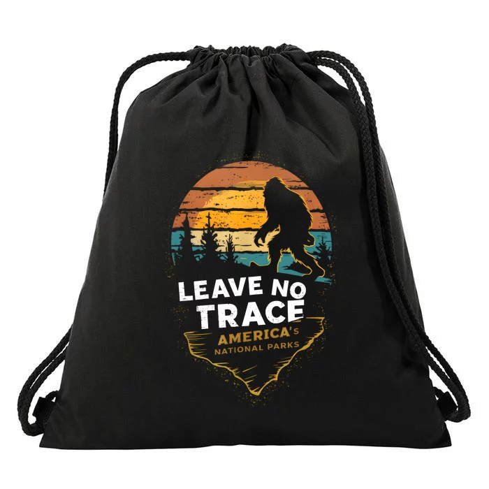 Leave No Trace America National Parks Funny Bigfoot Drawstring Bag