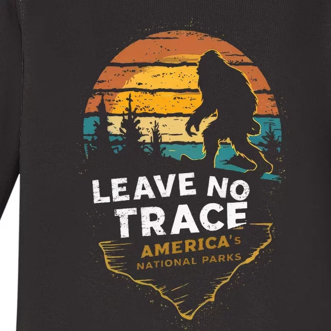 Leave No Trace AmericaS National Parks Funny Bigfoot Baby Long Sleeve Bodysuit