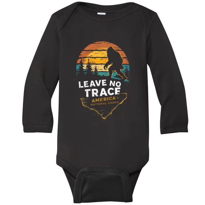 Leave No Trace AmericaS National Parks Funny Bigfoot Baby Long Sleeve Bodysuit