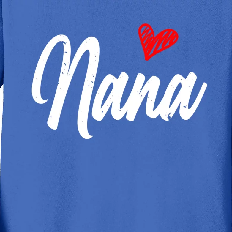 Love Nana With Heart Grandma Grandparents Day Gift Kids Long Sleeve Shirt