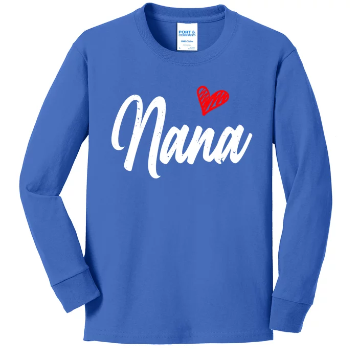 Love Nana With Heart Grandma Grandparents Day Gift Kids Long Sleeve Shirt