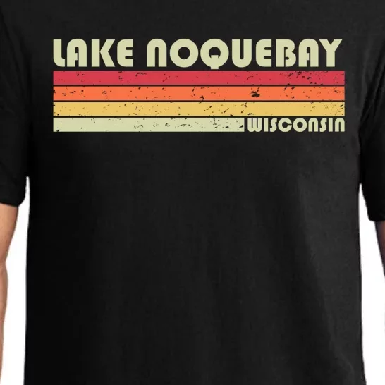 Lake Noquebay Wisconsin Funny Fishing Camping Summer Gift Cute Gift Pajama Set