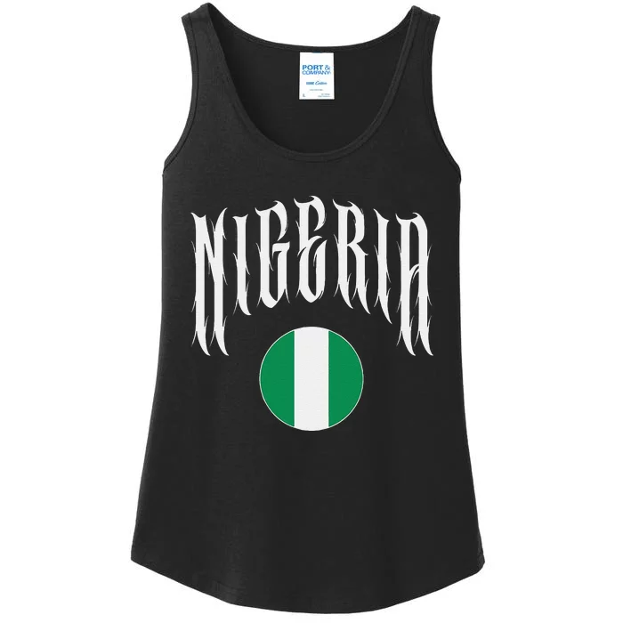 Love Nigeria With Nigerian Flag Inside A Circle Ladies Essential Tank