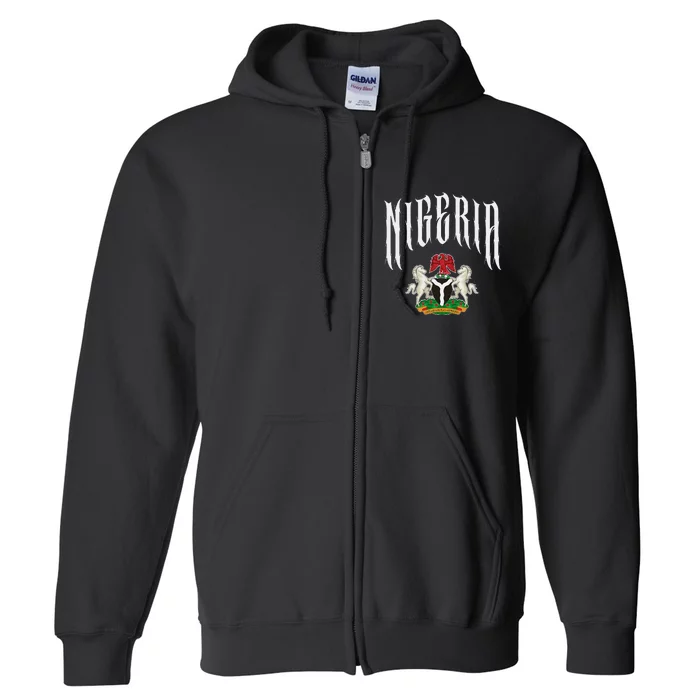 Love Nigeria With Nigerian Flag Inside A Circle Full Zip Hoodie