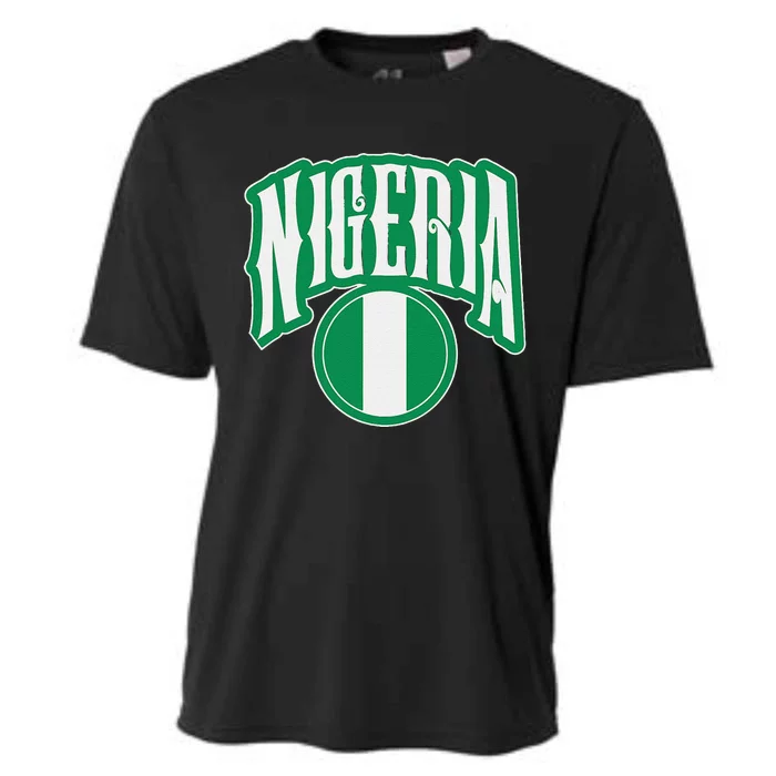 Love Nigeria With Nigerian Flag Inside A Circle Cooling Performance Crew T-Shirt