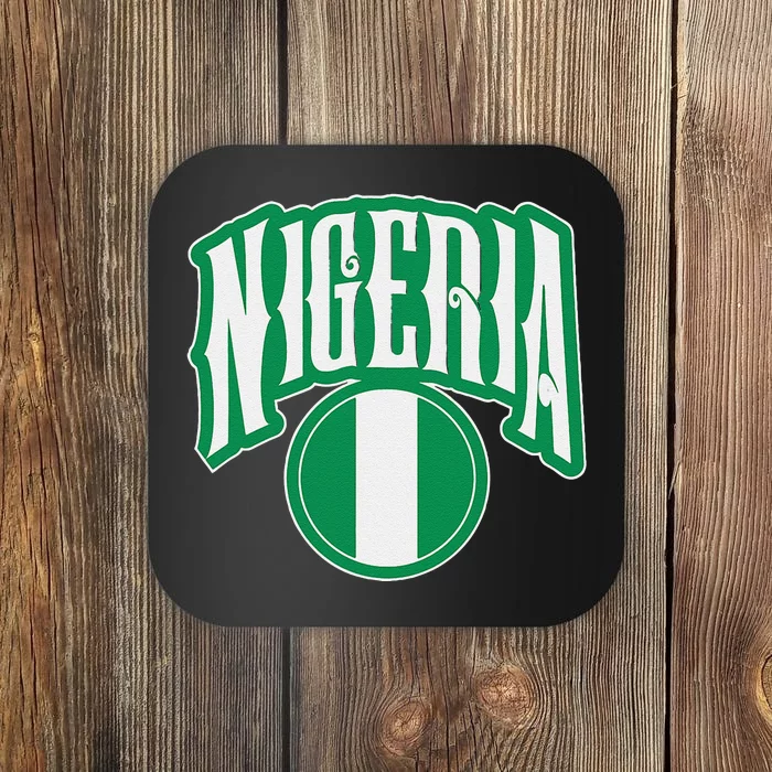 Love Nigeria With Nigerian Flag Inside A Circle Coaster