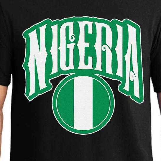 Love Nigeria With Nigerian Flag Inside A Circle Pajama Set