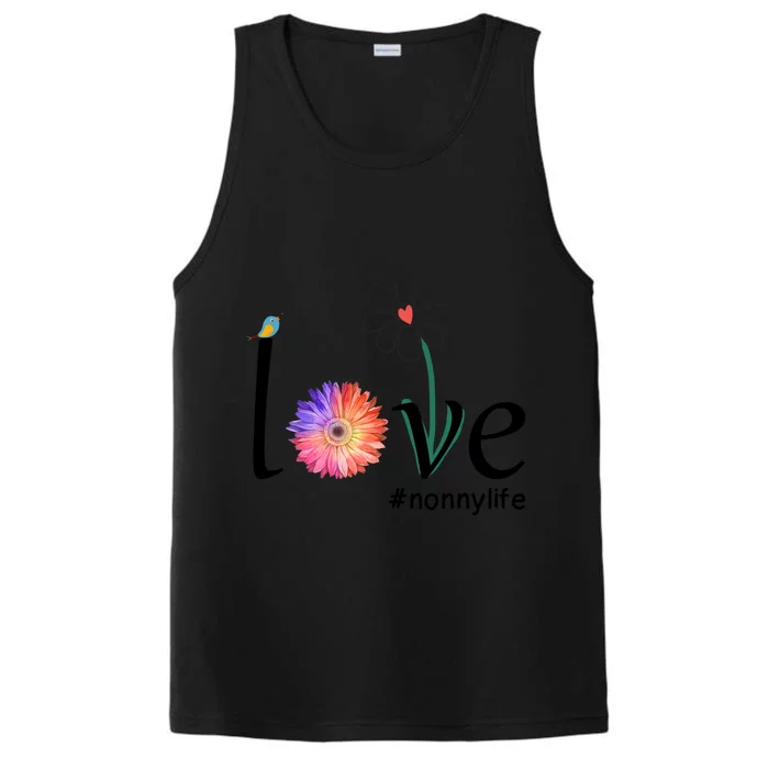 Love #Nonnylife Watercolor Flower Bird Grandma Mother's Day Cool Gift Performance Tank