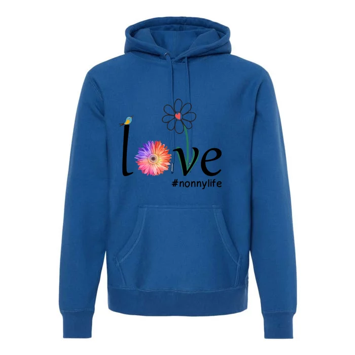 Love #Nonnylife Watercolor Flower Bird Grandma Mother's Day Cool Gift Premium Hoodie