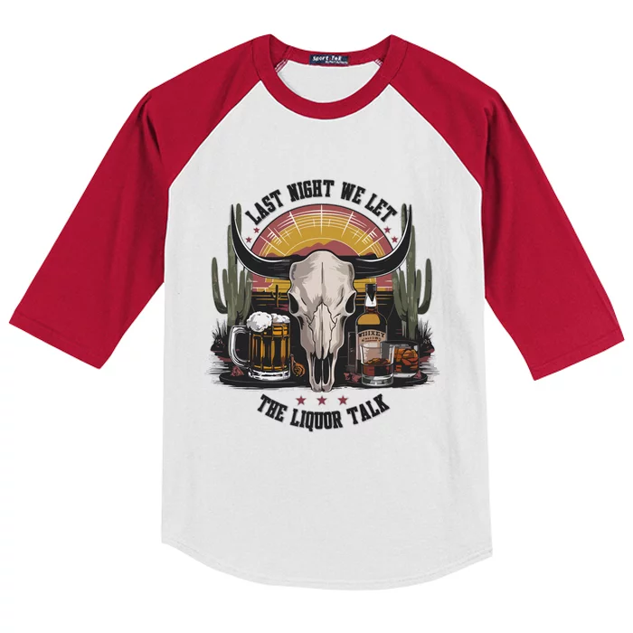 Last Night We Let The Liquor Talk Kids Colorblock Raglan Jersey