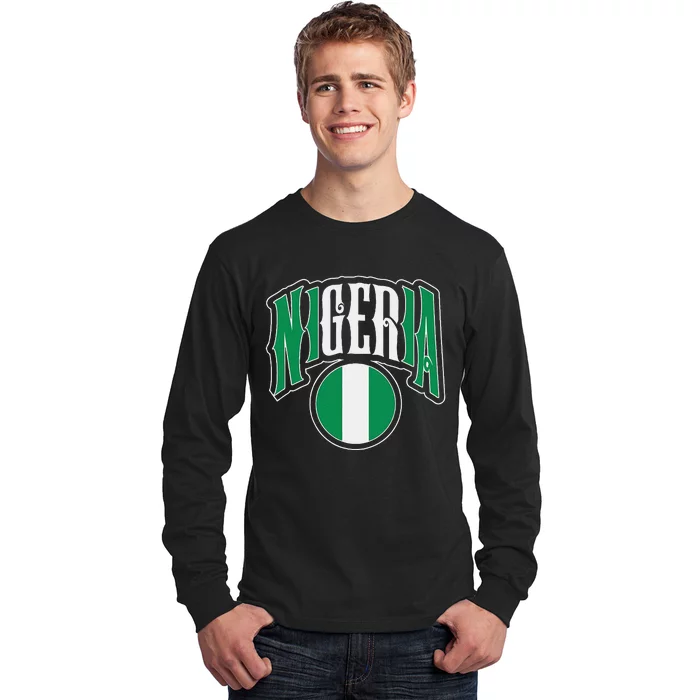 Love Nigeria With Nigerian Flag Inside A Circle Long Sleeve Shirt