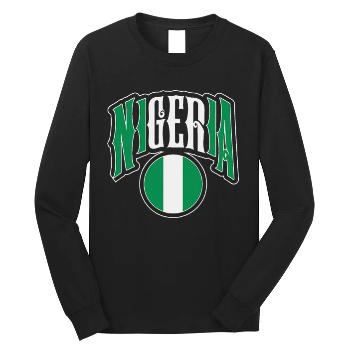 Love Nigeria With Nigerian Flag Inside A Circle Long Sleeve Shirt