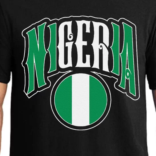 Love Nigeria With Nigerian Flag Inside A Circle Pajama Set