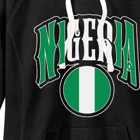 Love Nigeria With Nigerian Flag Inside A Circle Women's Fleece Hoodie