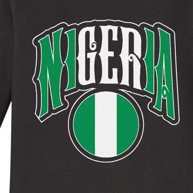 Love Nigeria With Nigerian Flag Inside A Circle Baby Long Sleeve Bodysuit