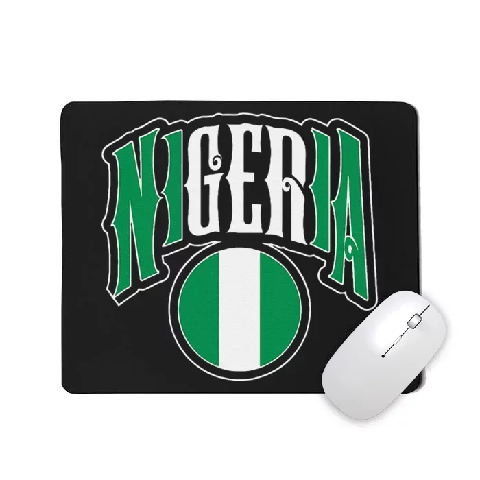 Love Nigeria With Nigerian Flag Inside A Circle Mousepad