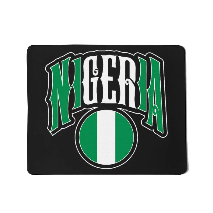 Love Nigeria With Nigerian Flag Inside A Circle Mousepad