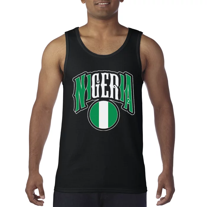 Love Nigeria With Nigerian Flag Inside A Circle Tank Top